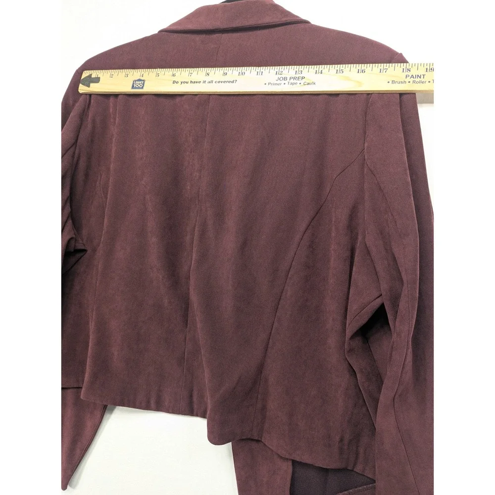 New‎ York Clothing Co Womens 2X Burgundy Faux Suede Ruffle Blazer Jacket